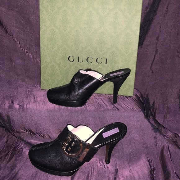 “DONATED” Emilio Pucci, Black Leather Platform High Heeled Mules, Sz 40, EUC - Picture 10 of 12